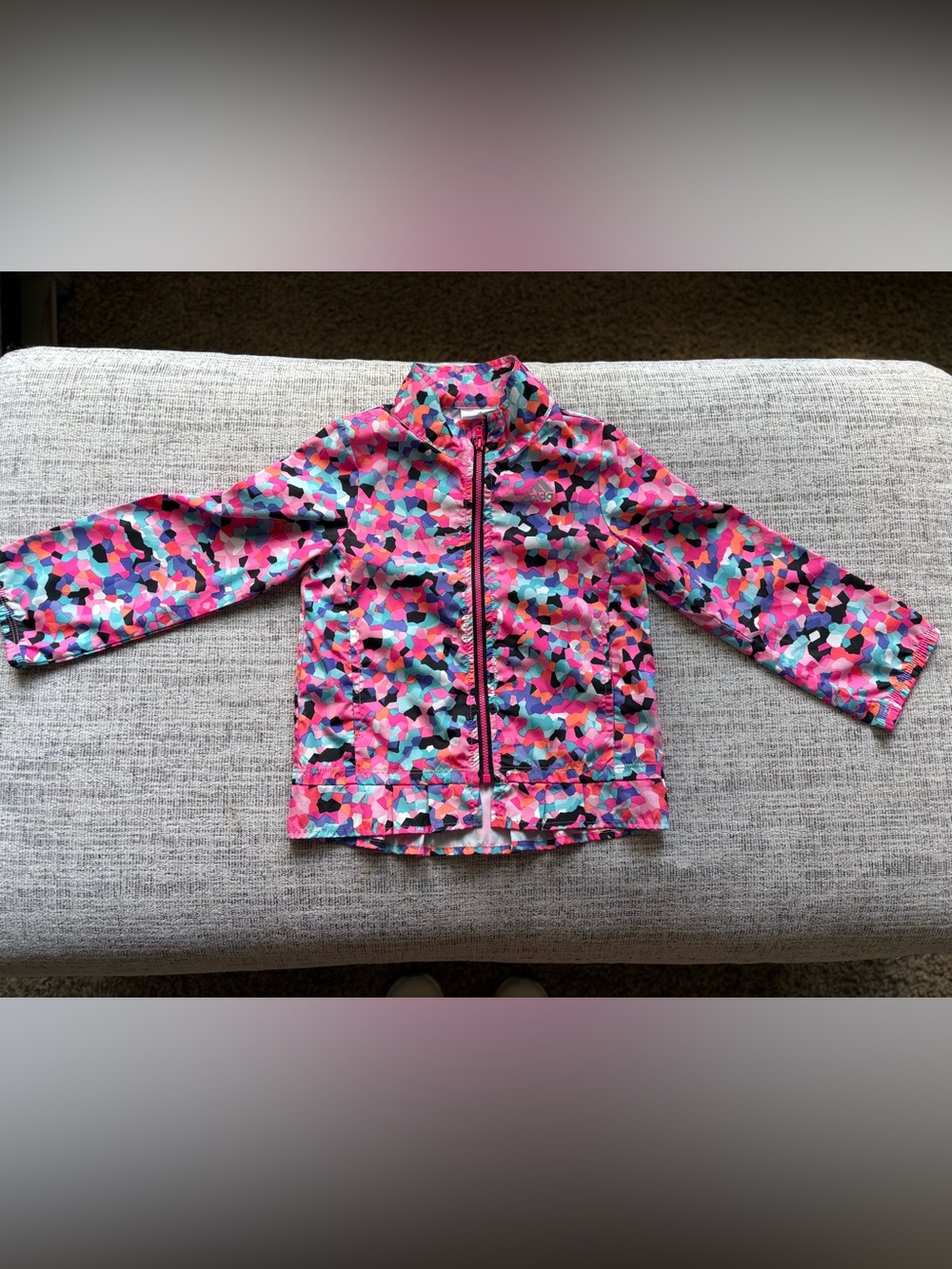 adidas Girls' Pink Multi Print Swim Jacket